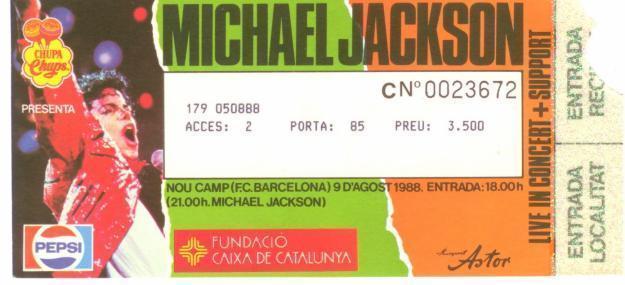 TICKET CONCIERTO MICHAEL JACKSON