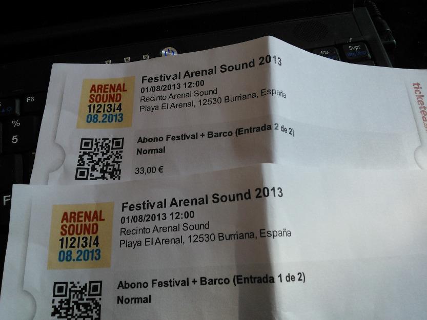 2 entradas para el festival Arenal Sound 2013