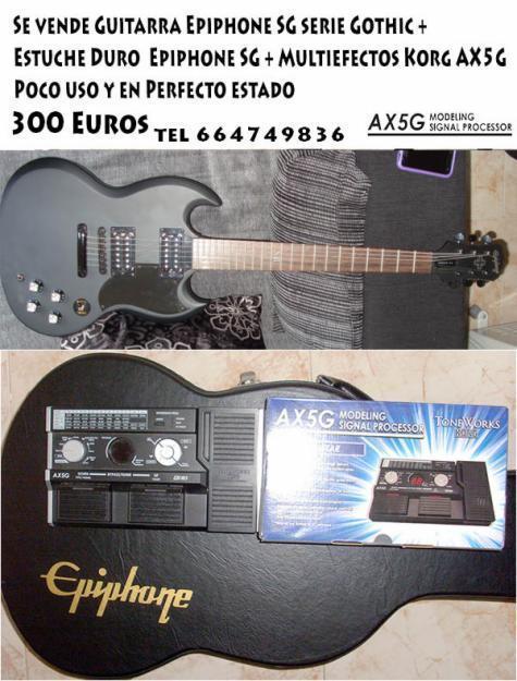 300€ Guitarra Epiphone SG Gothic + Estuche duro Epiphone SG + Multiefectos Korg AX5G
