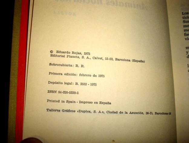 animales nocturnos - eduardo rojas -1ª edic 1975
