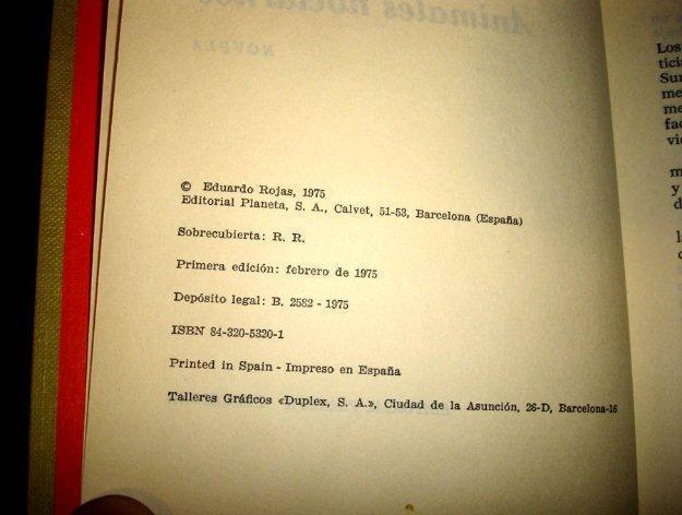animales nocturnos-eduardo rojas -1ª edic 1975
