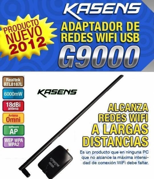 Antena wifi Kasens G9000  . Adaptador 6000mW 18 Db