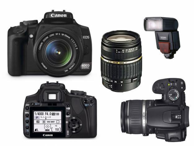 Canon 400D+18-55mm+18-200Tamron+Flash Sigma+Accesorios