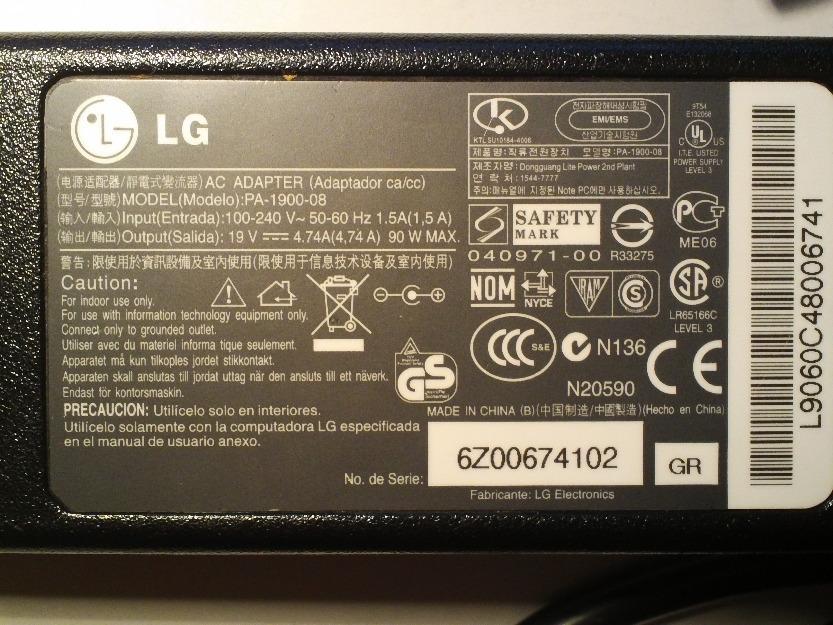 Cargador Original Portatil LG (AC Adapter)