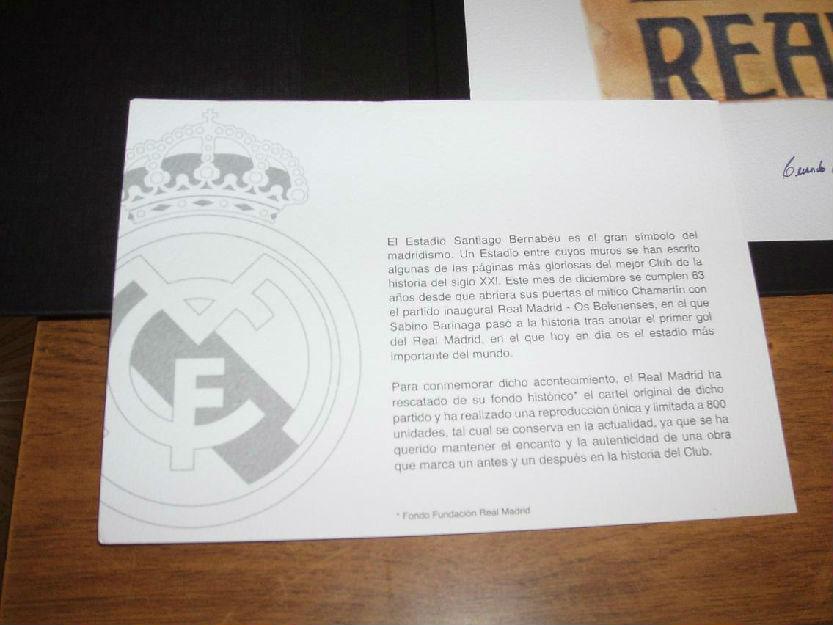 Cartel primer partido Real Madrid S. Bernabeu