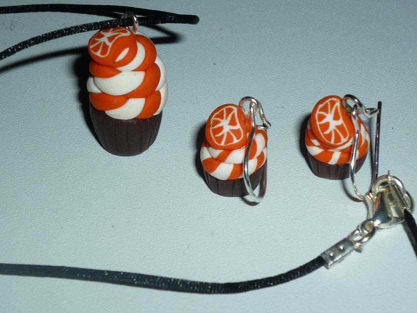 Conjunto cupcakes naranjas