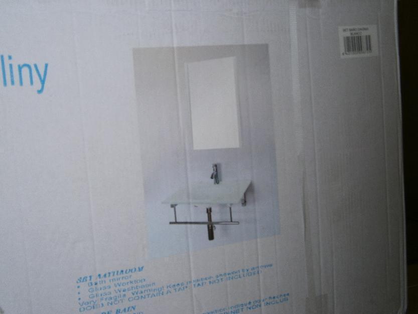 Conjunto de lavabo cristal blanco Davinia , incl espejo y soportes