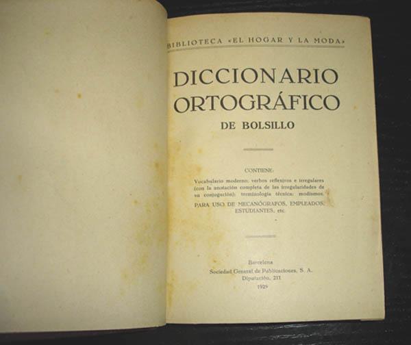 diccionario ortografico 1929- hogar y moda