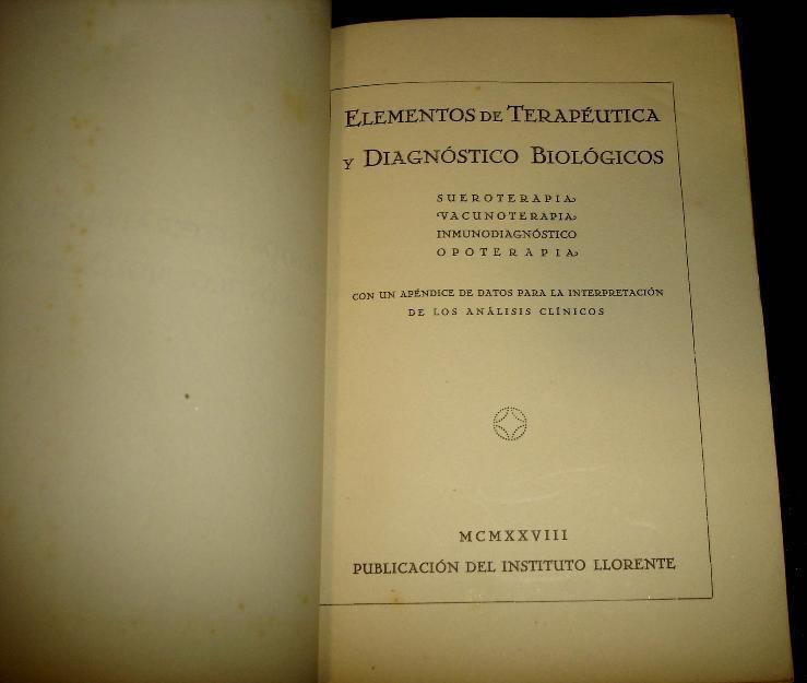 Elementos de Terapeutica y diagnostico biologicos 1928