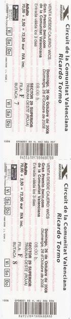 ENTRADAS CAMPEONATO DE MOTOS GP DE CIRCUITO CHESTE 2008