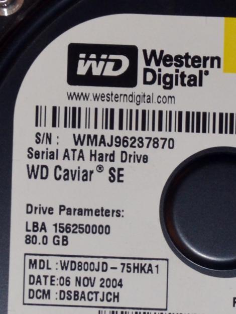 HDD Sata Western Digital de 80Gb 3,5