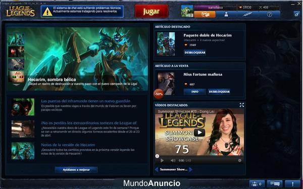 LEAGUEOFLEGENDS 59. 830 RPS CUENTA