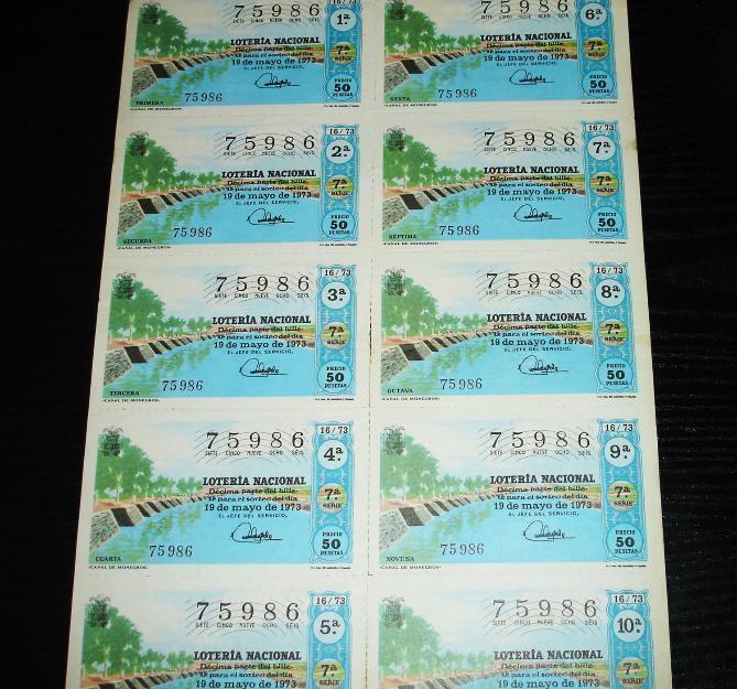 Loteria nacional-Canal de Monegros-1973