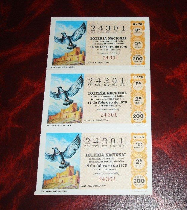 Loteria nacional -paloma mensajera - 1976