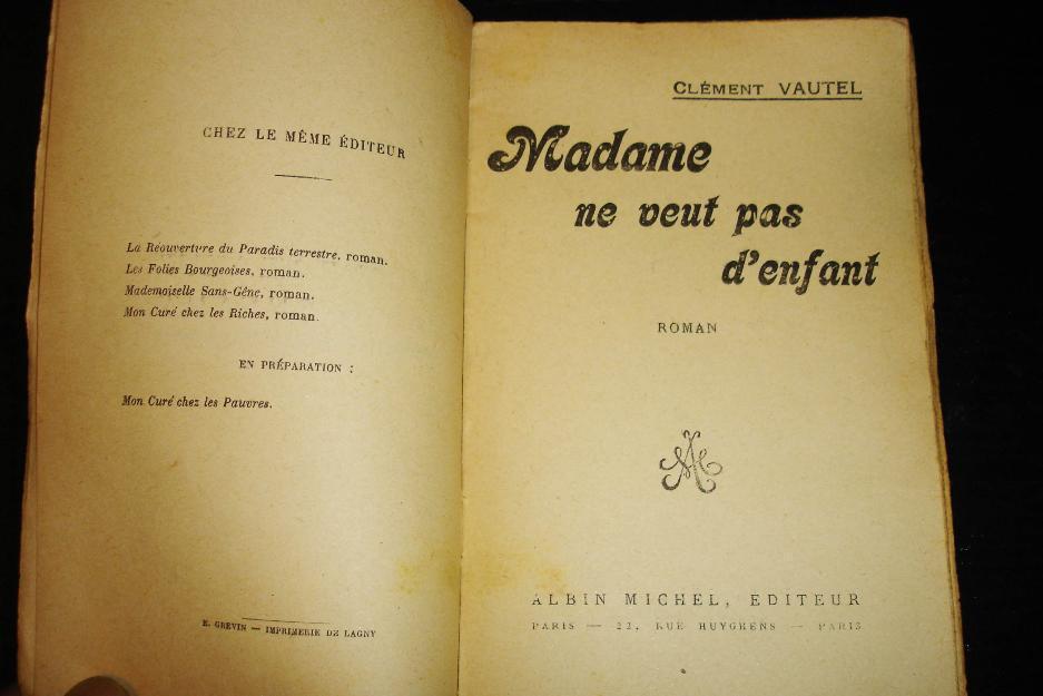 Madame ne veut pas d'enfant año 1924