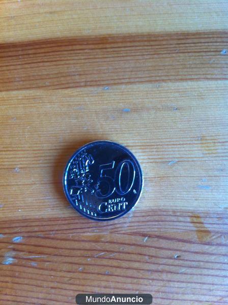 Moneda 50 centimos de euro plateada