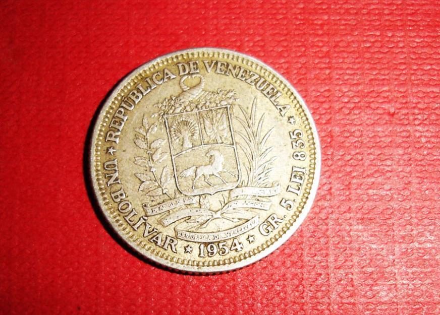 MOneda de Un Bolivar año 1954 -plata
