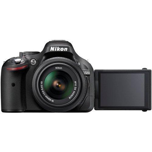 Nikon d5200 dslr camera red with 18-105 vr lens 4-gb card carrying case 24.1 m.p