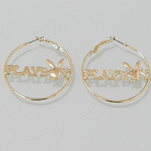 PENDIENTES AROS PLAYBOY BAÑADOS EN DORADO