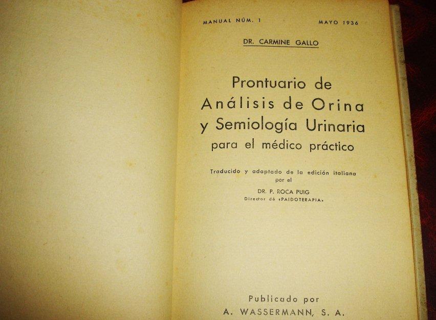 Prontuario de analisis de Orina 1936