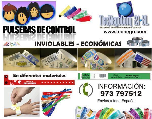 PULSERAS DE CONTROL INVIOLABLES