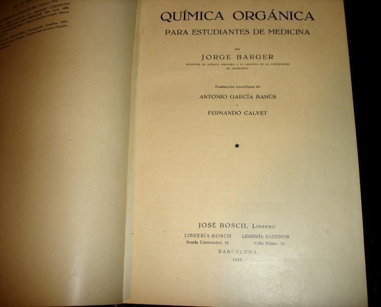 Quimica Organica -jorge barger-1ª edic 1935