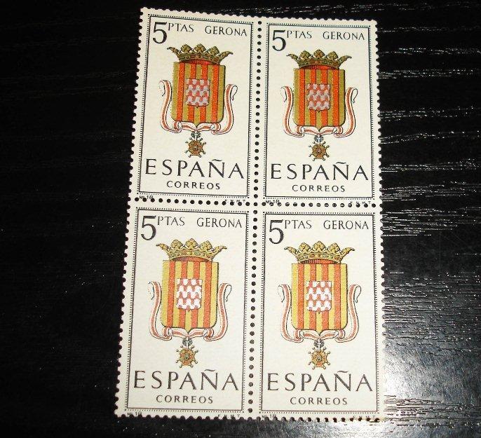 Sellos Escudo de GERONA  bloque de 4