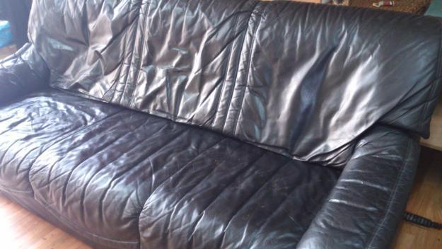 Sofa piel negro 3 plazas