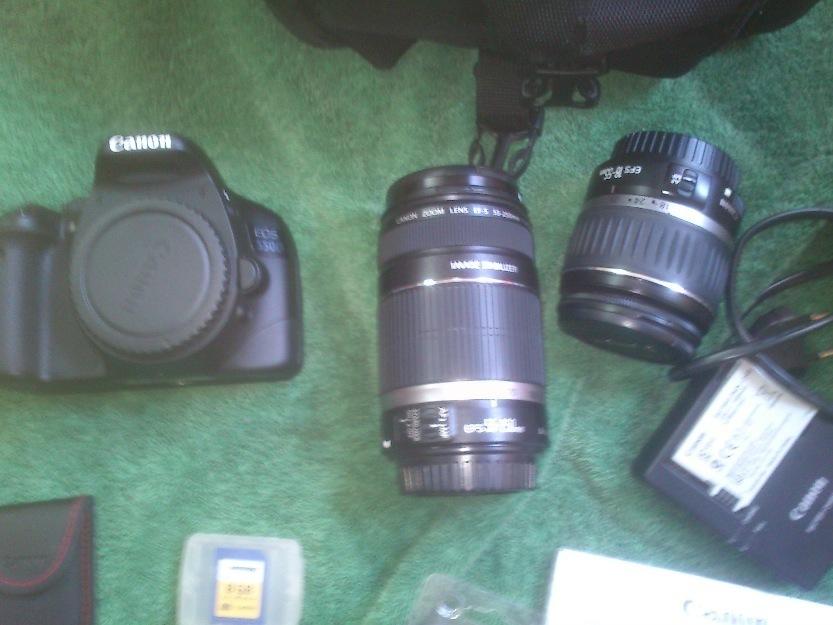 Vendo Canon 550d + objetivo 18-55 + 55-250 + bolsa + tarjeta 8gb +bateria