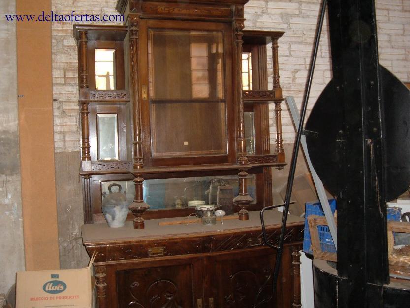 Ocasión  antigüedad  mueble   de  roble  frances con vitrina y espejo