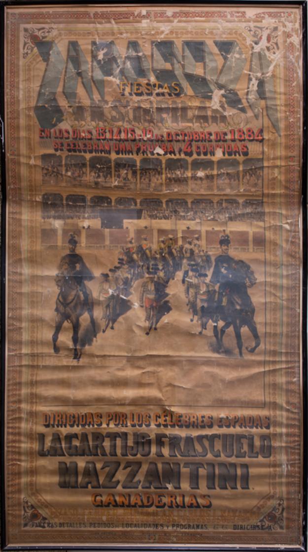Cartel Mural Taurino Fiestas del Pilar de Zaragoza 1884