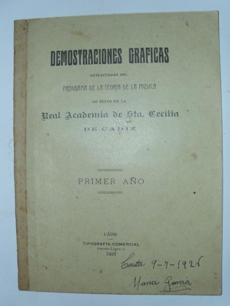 1923 Real Academia Santa Cecilia de Cadiz. Primer año, con 20 lecciones