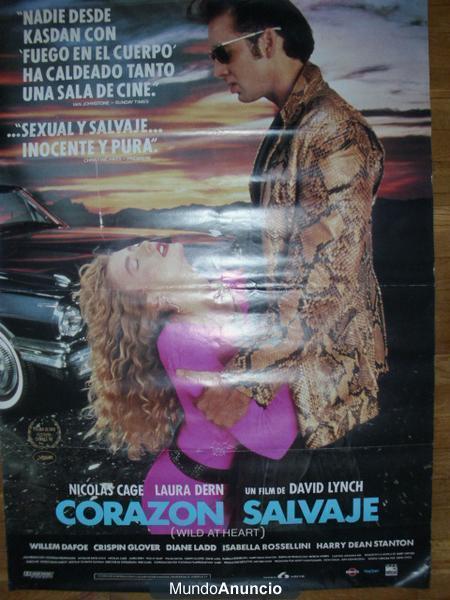 Vendo Poster original de cine de la película CORAZON SALVAJE. Palma de Oro Festifal de Canes 90. Formato 70 x 100