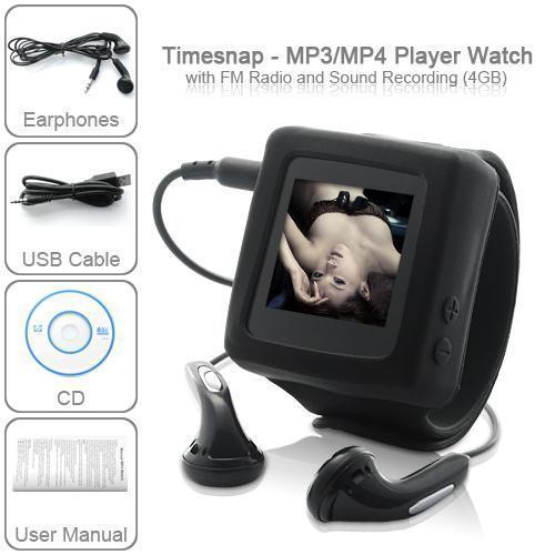 Timesnap - Watch Reproductor de MP3/MP4 con radio FM y grabación de sonido (4 GB)