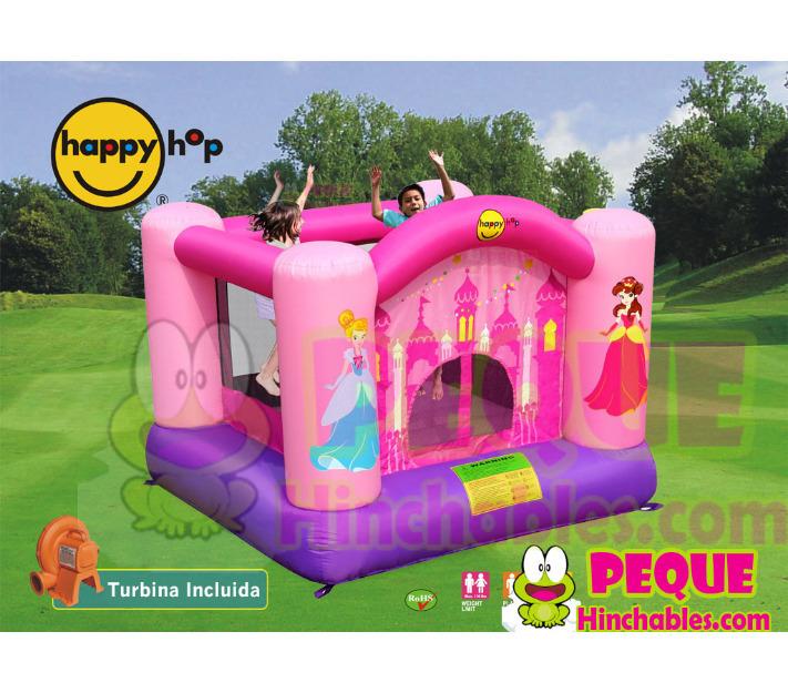 Mini castillo hinchable princdesas disney con turbina y red de seguridad incluida 5 metros