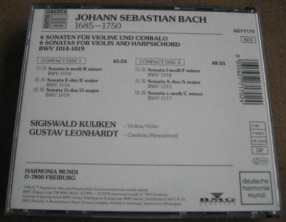 JS Bach - Sonatas para violin y cembalo