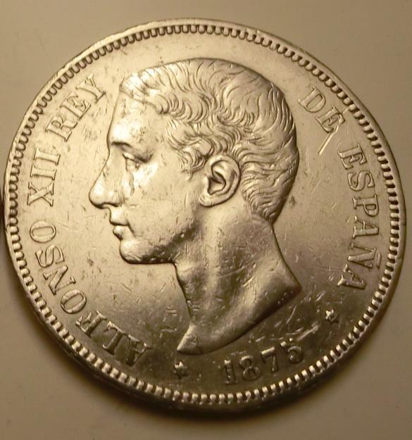 5 Ptas. Alfonso XII. 1875. Plata