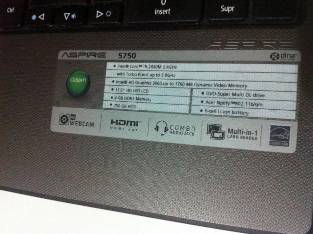 Acer Aspire 5750g Intel Core i5