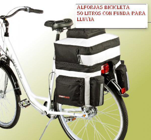 Alforja para bicicleta con mochila, divisible, 50 ltr.Alforja