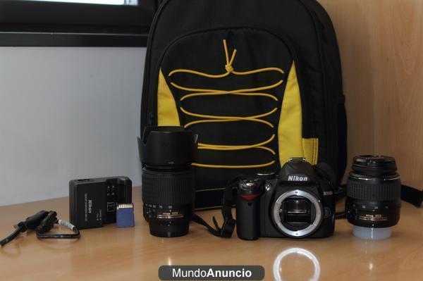 cámara Nikon d3000 + 18-55mm + 55-200mm + mochila