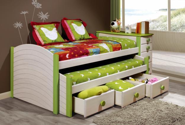 Compacto 2 camas+bloque 3 cajones fijos colchón 90 x 190