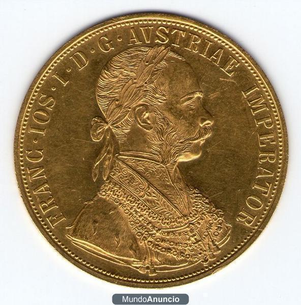 compro monedas de oro de 4 ducados de austria 1915