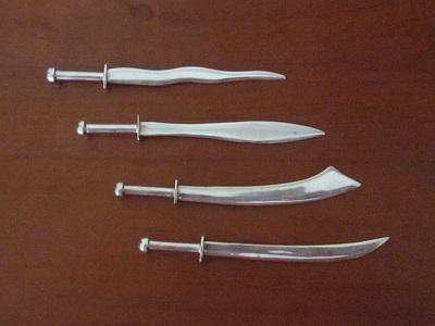 Conjunto abrecartas mini plata 925 espadas