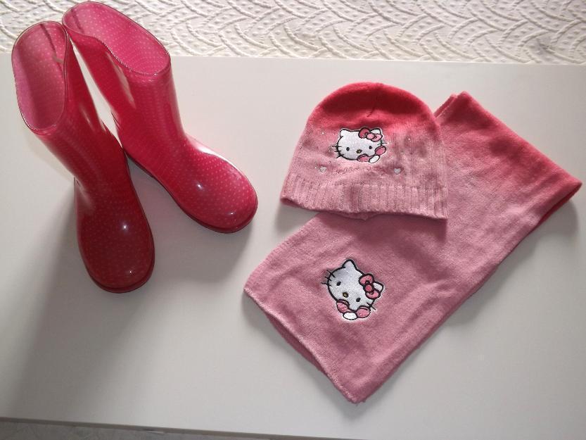 Conjunto de Botas de lluvia para niña nº30 con Bufanda y gorro Hello Kitty