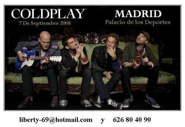 ENTRADAS COLDPLAY BARCELONA y MADRID 6 y 7 SEPTIEMBRE 2008