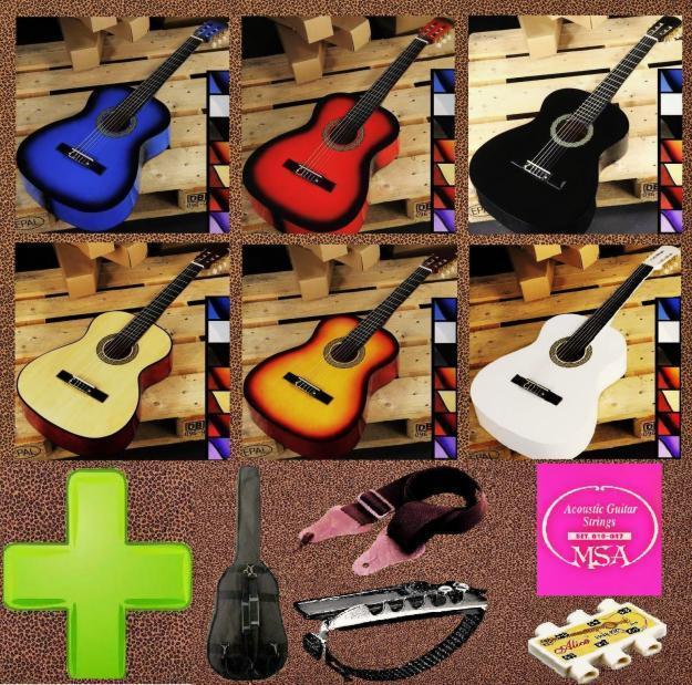 Guitarra clasica 4/4. 6 colores a elegir  + accesorios    nueva