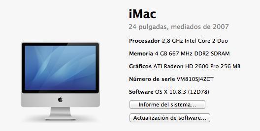 iMac 24 pulgadas, (mediados 2007), 2,8Ghz, Ram 4GB