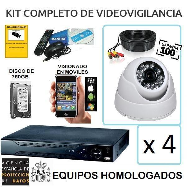 Kit 4 Cámaras HD seguridad y videovigilancia