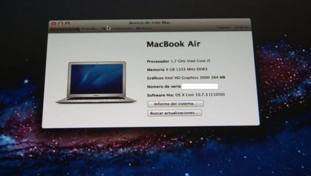 MacBook Air 13.3 Core i7 2.8GHz /4GB/750GB/Intel HD 3000 - COMO NUEVO