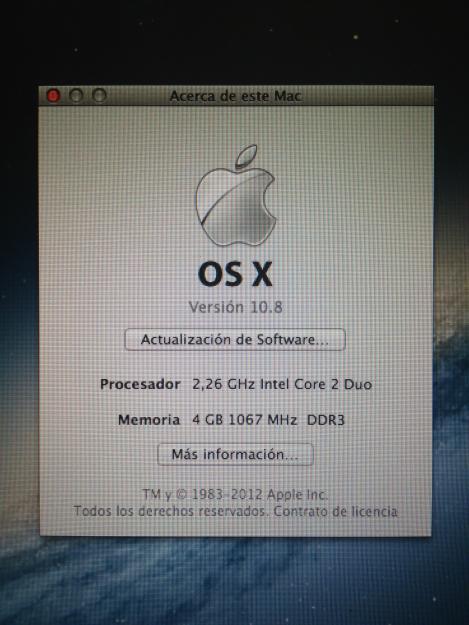 MacBook Blanco 13 Mac Lion 10.8 4 Gb 250Gb